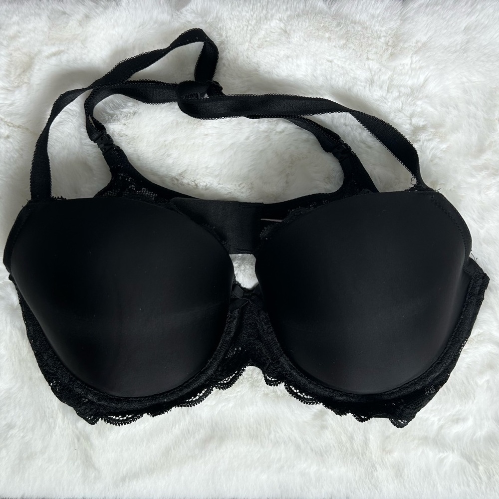 VICTORIA’S SECRET Women’s Dream Angel Lined Demi Bra Black Smooth Lace 36D - Picture 1 of 11